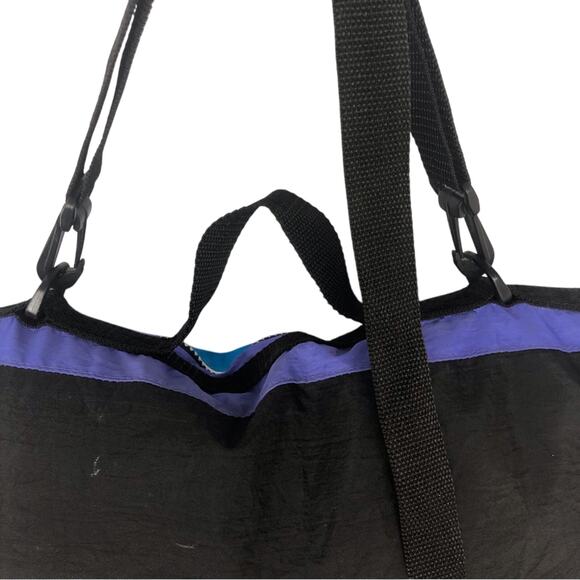 Y2K 90s 80s Vintage Bright Turquoise Black Pink Nylon Messenger Style Book Bag - Picture 4 of 16